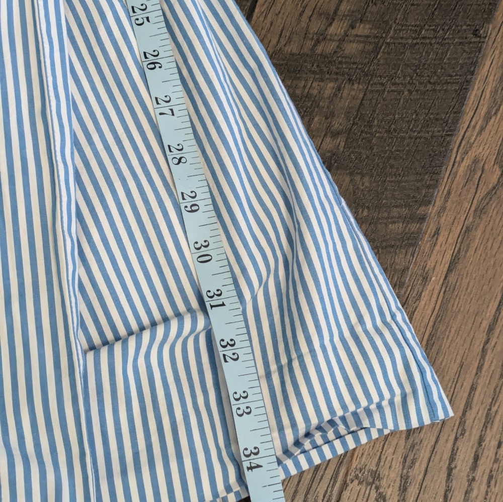 J.Crew Blue White Striped Faux Wrap Dress Cotton Stretch Lined Size 0 K0691 FA18 - Picture 9 of 11